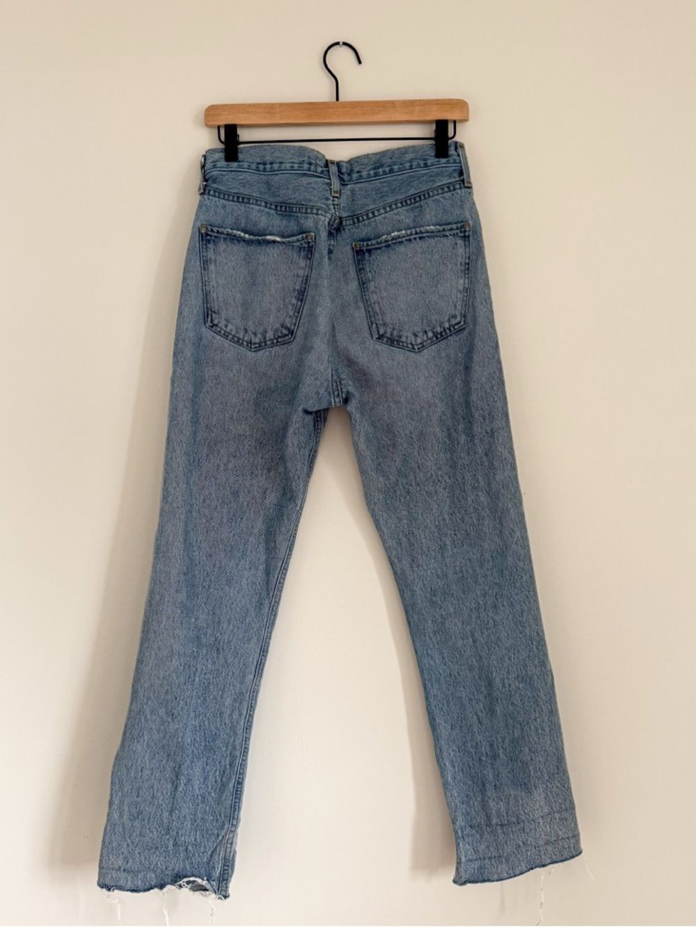 AGOLDE Cherie High Rise Straight Jeans Size 27 Light Wash Raw Hem - Picture 6 of 10